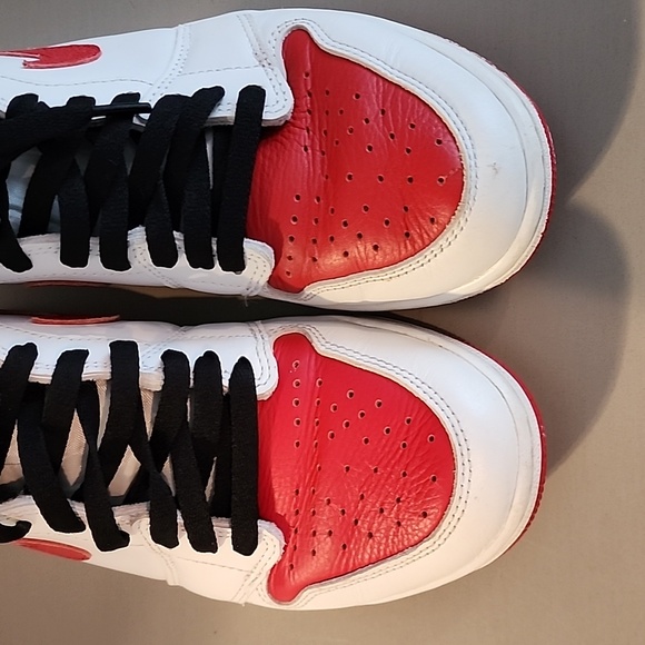 Nike Air Jordan 1 Red and White High-Top Sneakers - Picture 4 of 12
